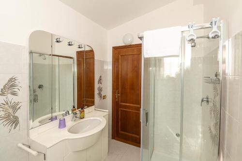 a bathroom with a sink and a shower at Casa Vacanze La Magnolia in Viterbo