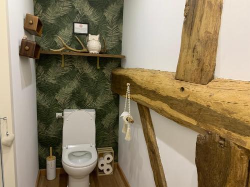 ein kleines Bad mit WC in einem Zimmer in der Unterkunft Maison Mard'Or Chambre Sylvaé in Mardor