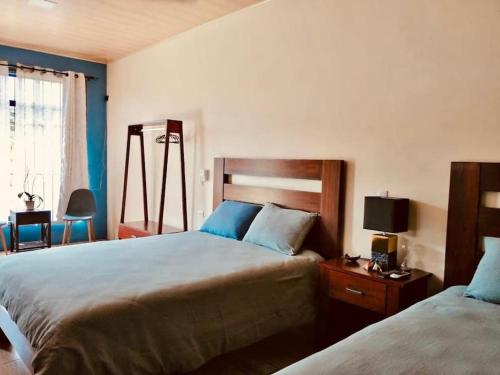 福尔图纳Lisa Loft Boutique Apartment的有两张床和一扇窗户的酒店房间