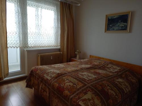 Postel nebo postele na pokoji v ubytování Byt s výhľadom na Vysoké Tatry