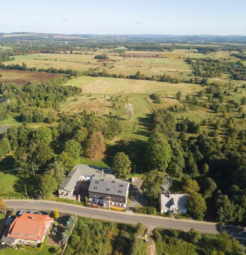 an aerial view of a house and a road at BioRezydencja in Świeradów-Zdrój