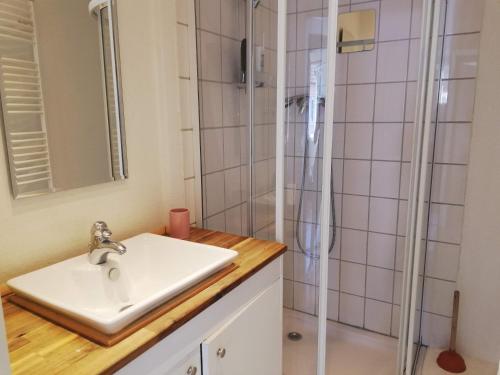 a bathroom with a sink and a shower at 6 people Vacation Apartment In The Black Forest in Villingen-Schwenningen