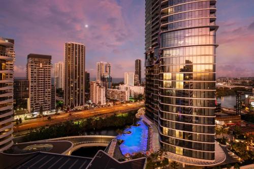 a view of a city skyline with a tall building at Dorsett Gold Coast in Gold Coast
