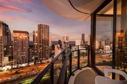 a view of a city skyline from a building at Dorsett Gold Coast in Gold Coast