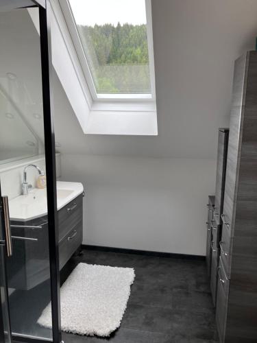 baño con lavabo y ventana en Appartement GL24, en Sankt Margarethen bei Knittelfeld