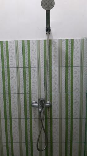 a shower with a shower head in a bathroom at Homestay Legundi Syariah in Tanjungkarang