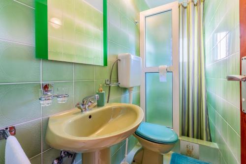 a bathroom with a sink and a toilet at Apartments Josip in Novi Vinodolski