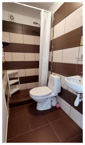 a bathroom with a toilet and a sink at ALOHA Rowy in Rowy