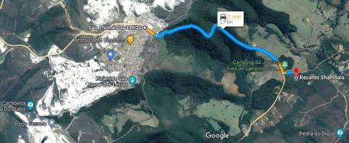 een kaart van de Bruce Trail in ontario bij Chalé 2 Recanto Shambala - a 2,5 km de São Thomé in São Thomé das Letras