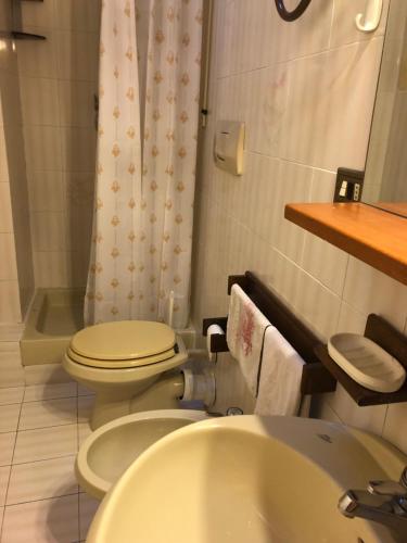 La salle de bains est pourvue de toilettes et d'un lavabo. dans l'établissement Bilocale Mirella, à Carro