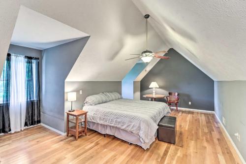 a bedroom with a bed and a ceiling at Spacious White Rivers Jewel Fishing Haven! in Flippin