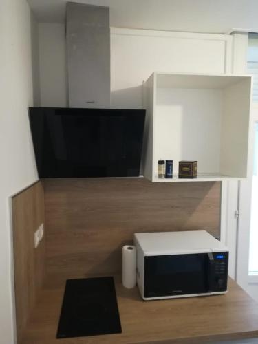Il comprend une cuisine équipée d'un four micro-ondes et d'une télévision. dans l'établissement Alsace N°1, au Mans