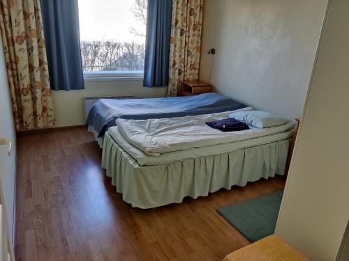 a bedroom with a bed in a room with a window at Marent Apartments in Salo