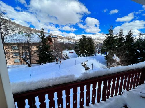 a view of a ski slope in the snow at Departamentos Exclusivos Termas de Chillán in Nevados de Chillan