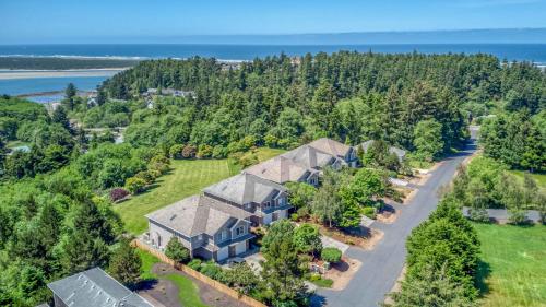 an aerial view of a house with a driveway at Netarts Lookout - Meredith Lodging in Netarts