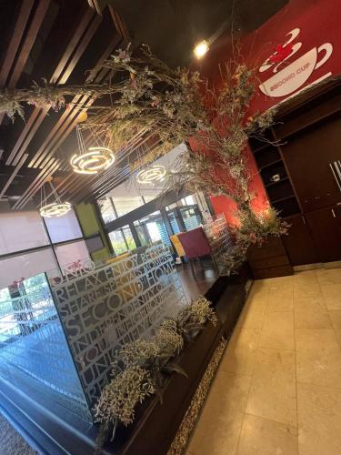 a room with plants on the wall of a building at Jouhayna Hotel&Suite in Erbil