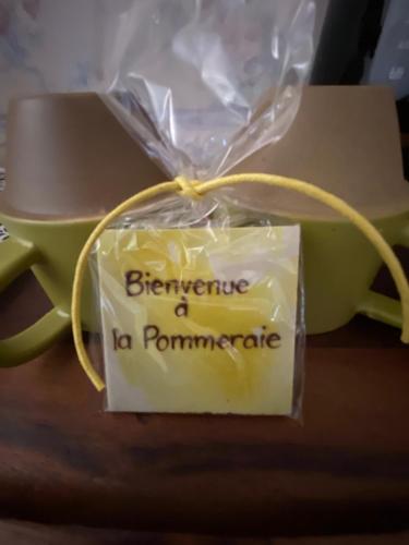 un morceau de savon dans un sac en plastique sur une table dans l'établissement La pommeraie76, à Saint-Ouen-sous-Bailly