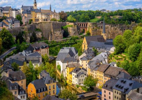 an overview of a town with houses and buildings at Lovely One Bedroom Apartment in City Center with Parking, near Public Transport in Luxembourg
