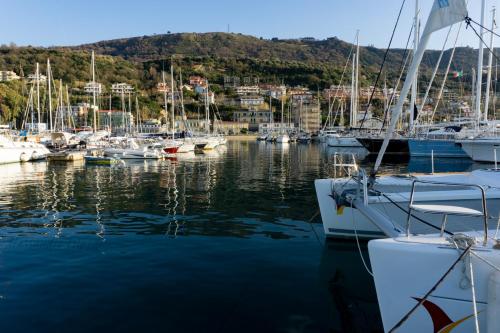 um grupo de barcos ancorados num porto em B&B La Perla em Vibo Valentia Marina