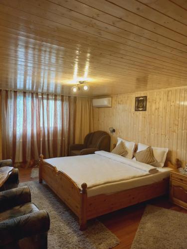 una camera con un grande letto di Casa IRIS Slanic a Slănic
