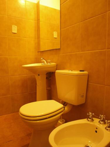 a bathroom with a toilet and a sink at Apart C&C Jáchal in San José de Jáchal