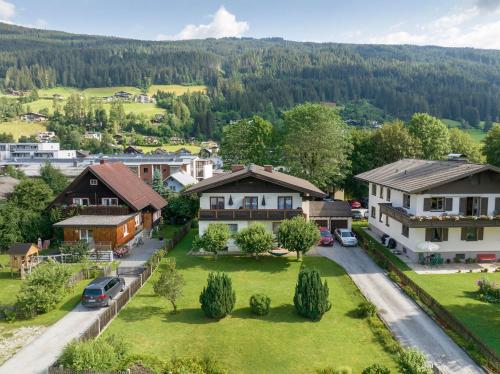 an aerial view of a village with houses at Haus Kindler in Radstadt