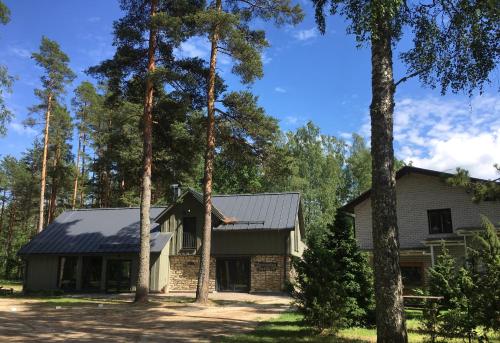 a house with trees in front of it at Voosemetsa Turismitalu in Voose
