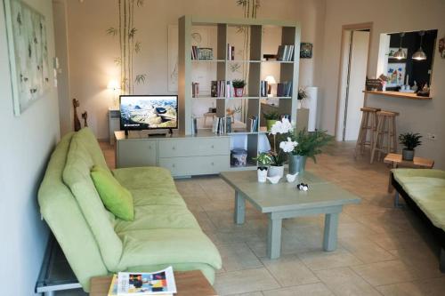 Televízia a/alebo spoločenská miestnosť v ubytovaní Apartment with garden in Thessaloniki.