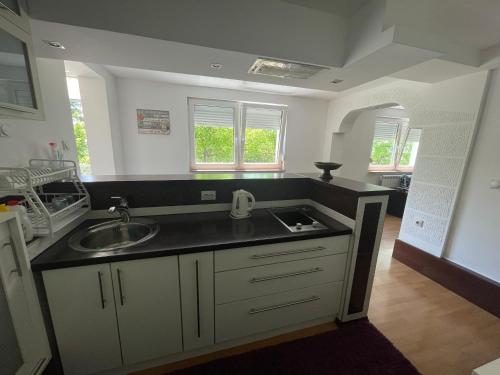 a kitchen with a sink and a counter top at Kemica in Sarajevo