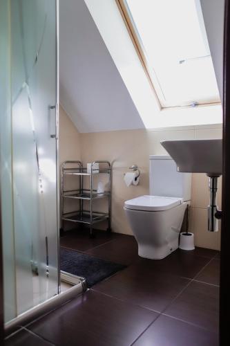 a bathroom with a toilet and a sink at Kalinowy Sen in Warsaw