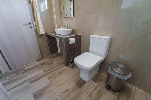 a bathroom with a toilet and a sink at Armonia Studios Preveza in Preveza