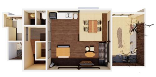 a rendering of a floor plan of a house at Tofukuji Sakura & Tsuki in Kyoto