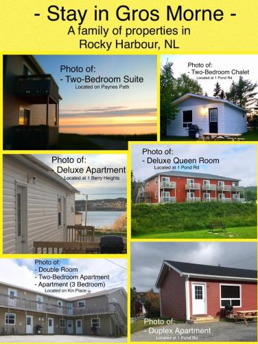 un collage de fotos de una casa en Stay in Gros Morne, en Rocky Harbour