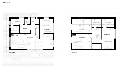a floor plan and a plan of a house at Kivi Talu Country Hotel in Otepää