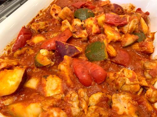 a close up of a plate of food with stew at Daiwa Roynet Hotel Sapporo Nakajima Koen in Sapporo