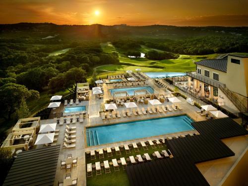 an aerial view of a resort with a pool at Omni Barton Creek Resort and Spa Austin in Austin