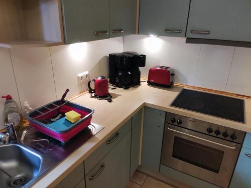 Kuchyň nebo kuchyňský kout v ubytování Five Oaks - Weisse Wohnung