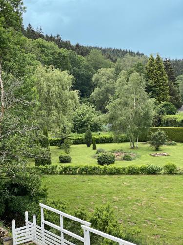 a white fence in a green field with trees at Landhotel Lodge by Landhotel Krolik in Daun