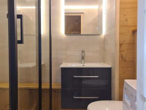 uma casa de banho com um lavatório e um WC em Studio Flaine, 1 pièce, 4 personnes - FR-1-425-178 em Flaine