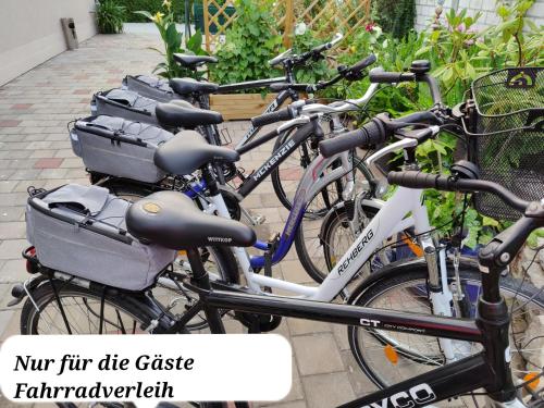 a row of bikes parked next to each other at Ferienwohnung Elisabeth 2 in Gunzenhausen