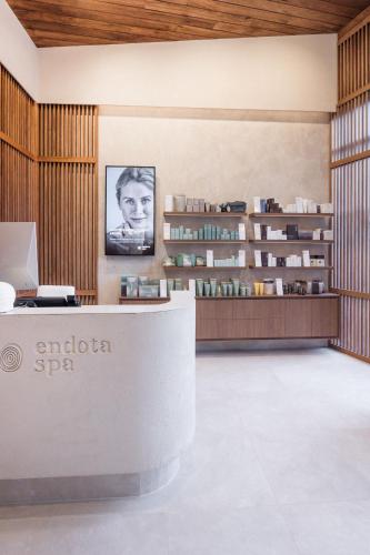 a lobby of a spa with a sign on the wall at Balgownie Estate Yarra Valley in Yarra Glen