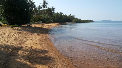 a sandy beach with trees and the water at Sunflower Villas in Ko Chang
