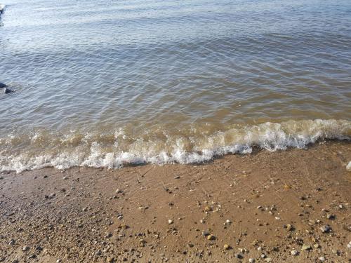 a beach with the water and the sand at GreenLeaf Walhalla-Apartment - Highspeed WLAN - Netflix - Südbalkon in Tegernheim