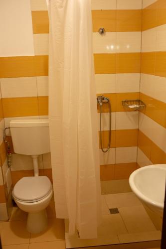a bathroom with a toilet and a sink at Curtea Brancovenească in Constanţa