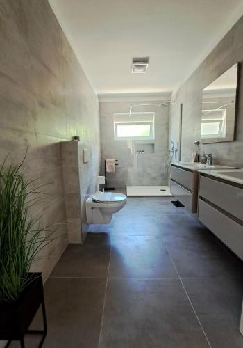 a bathroom with a toilet and a sink and a tub at A2D1 Mali Losinj in Mali Lošinj