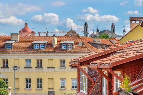 a view of a building with red roof at Grotthuss Boutique Hotel Vilnius in Vilnius