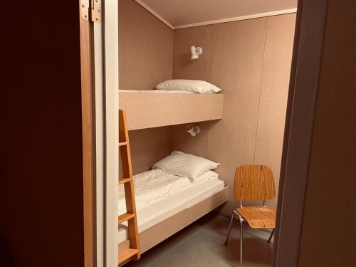 a small room with a bunk bed and a ladder at Dovre Motell in Dovre