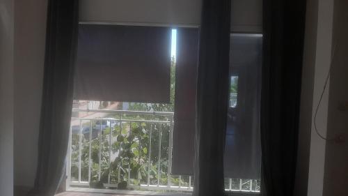 an open window with a view of a garden at Basil Apartments and Rooms in Betina