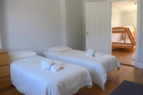 Ein Bett oder Betten in einem Zimmer der Unterkunft Sea-view apartment in beautiful Smygehamn