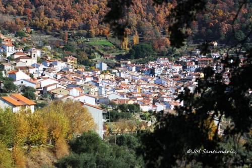 a town on a hill with houses and trees at LA CASITA DEL PORTAL in Pedro Bernardo
